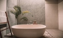 hotel baignoire palmier galets salle de bain