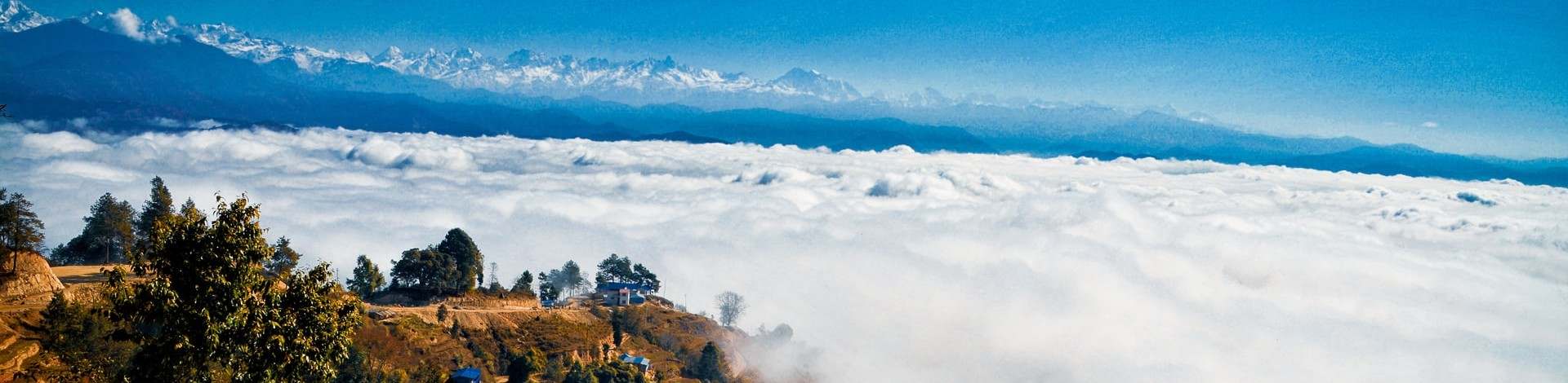 Vue Nagarkot montagnes sommet Himalayen
