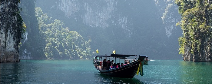 voyage asie tourisme thailande khao sok bateau falaises eau turquoise